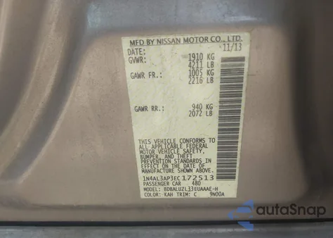 2014 Nissan Altima 2.5 Sv из США, поврежденный, VIN 1N4AL3AP3EC172513